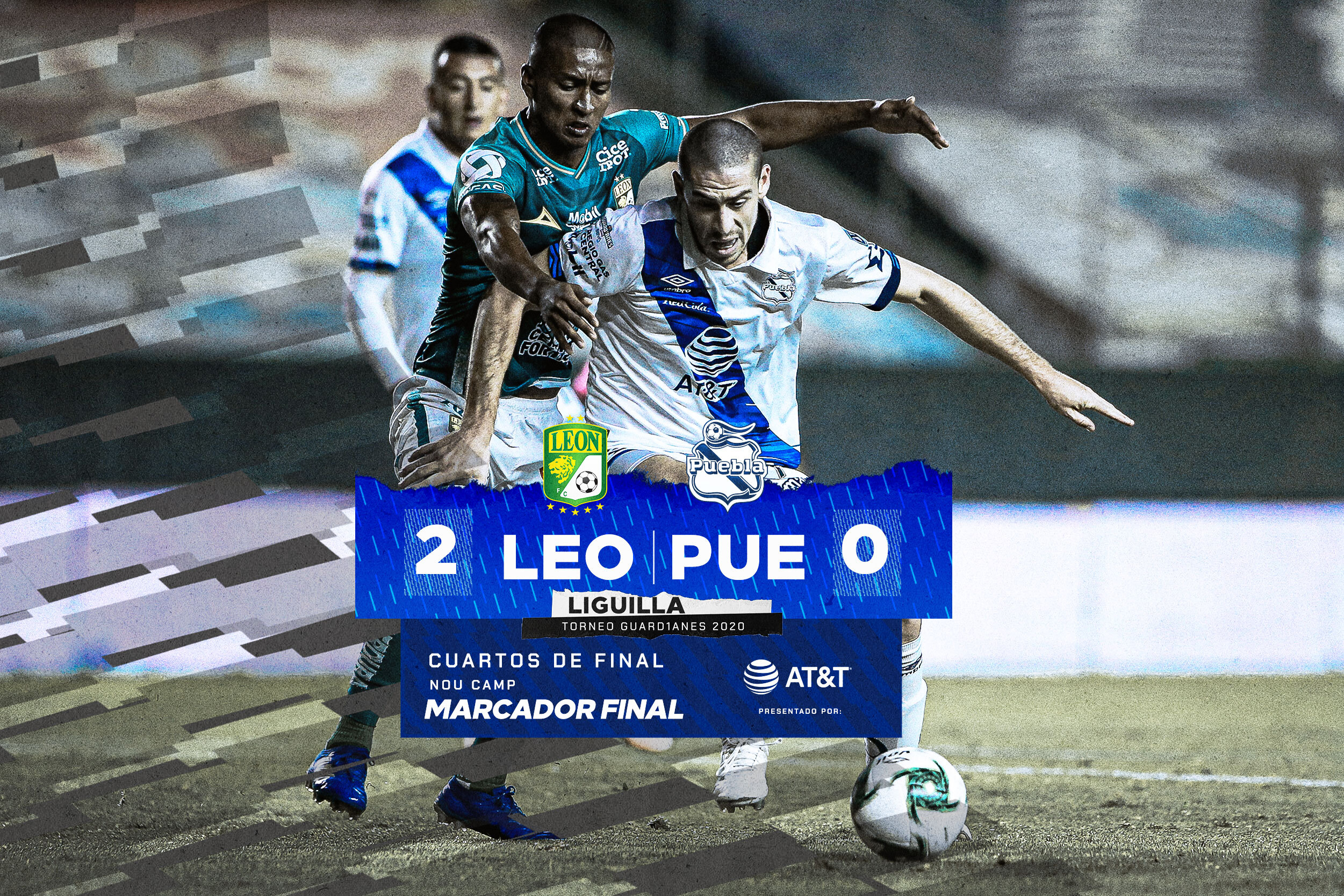 León vence a Puebla 2-0 y avanza a semifinales
