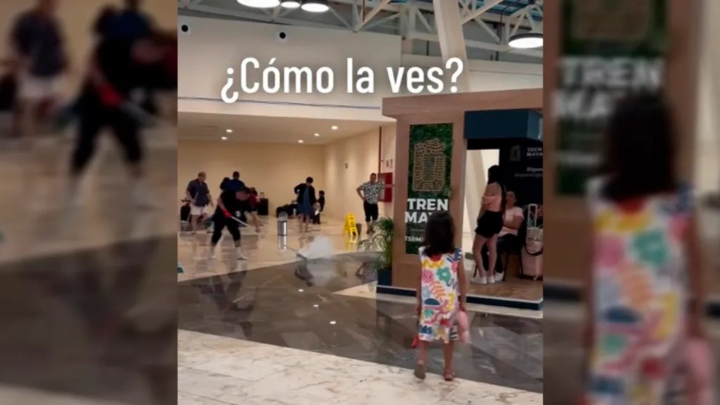 VIDEO Se encharca estación del Tren Maya tras lluvia en Mérida