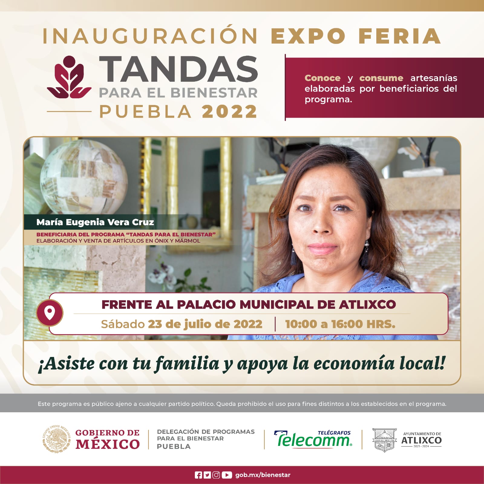 Alistan primera Expo Feria Tandas para el Bienestar Puebla en Atlixco