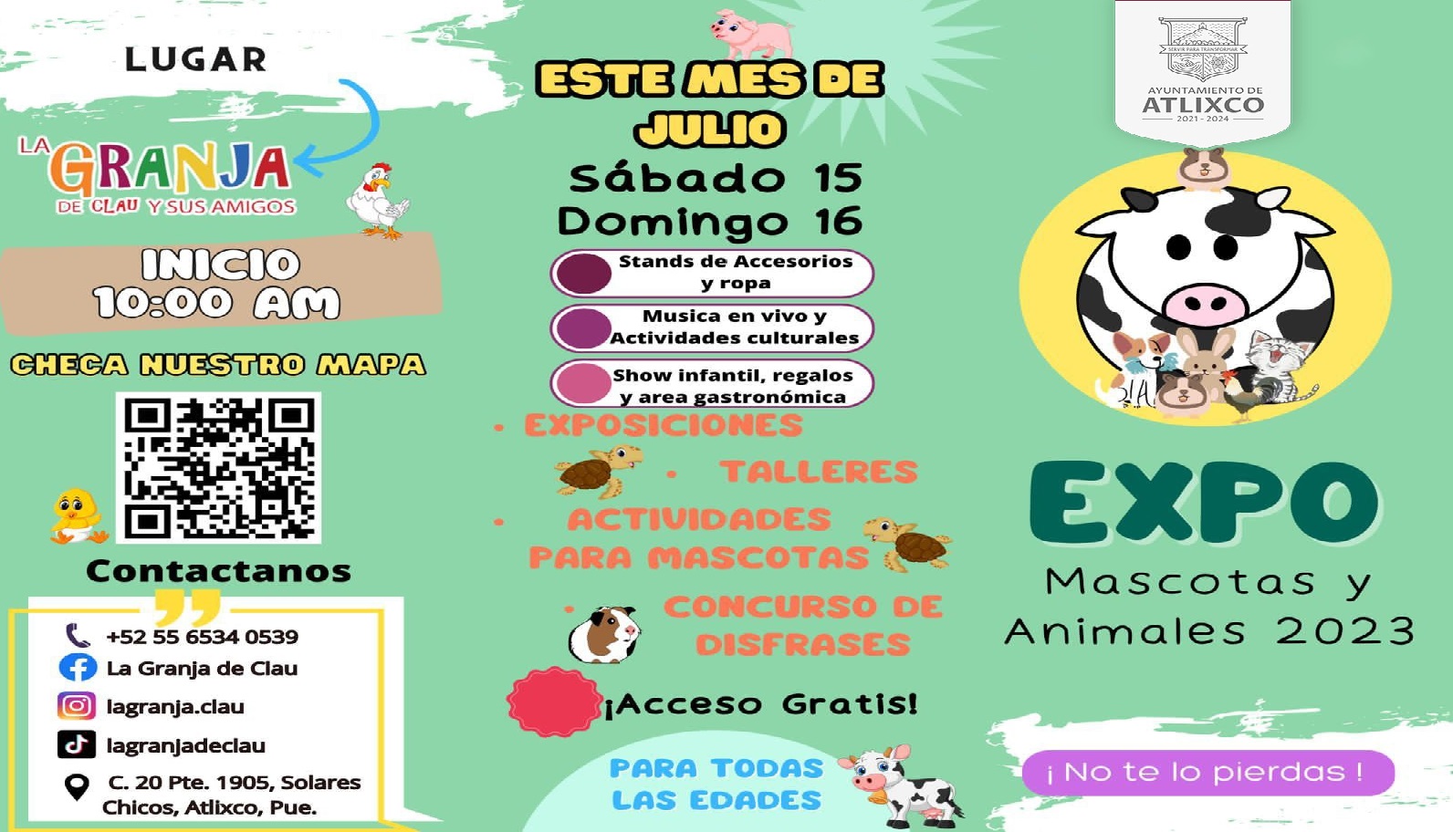 En Atlixco invitan a la Expo Mascotas y Animales