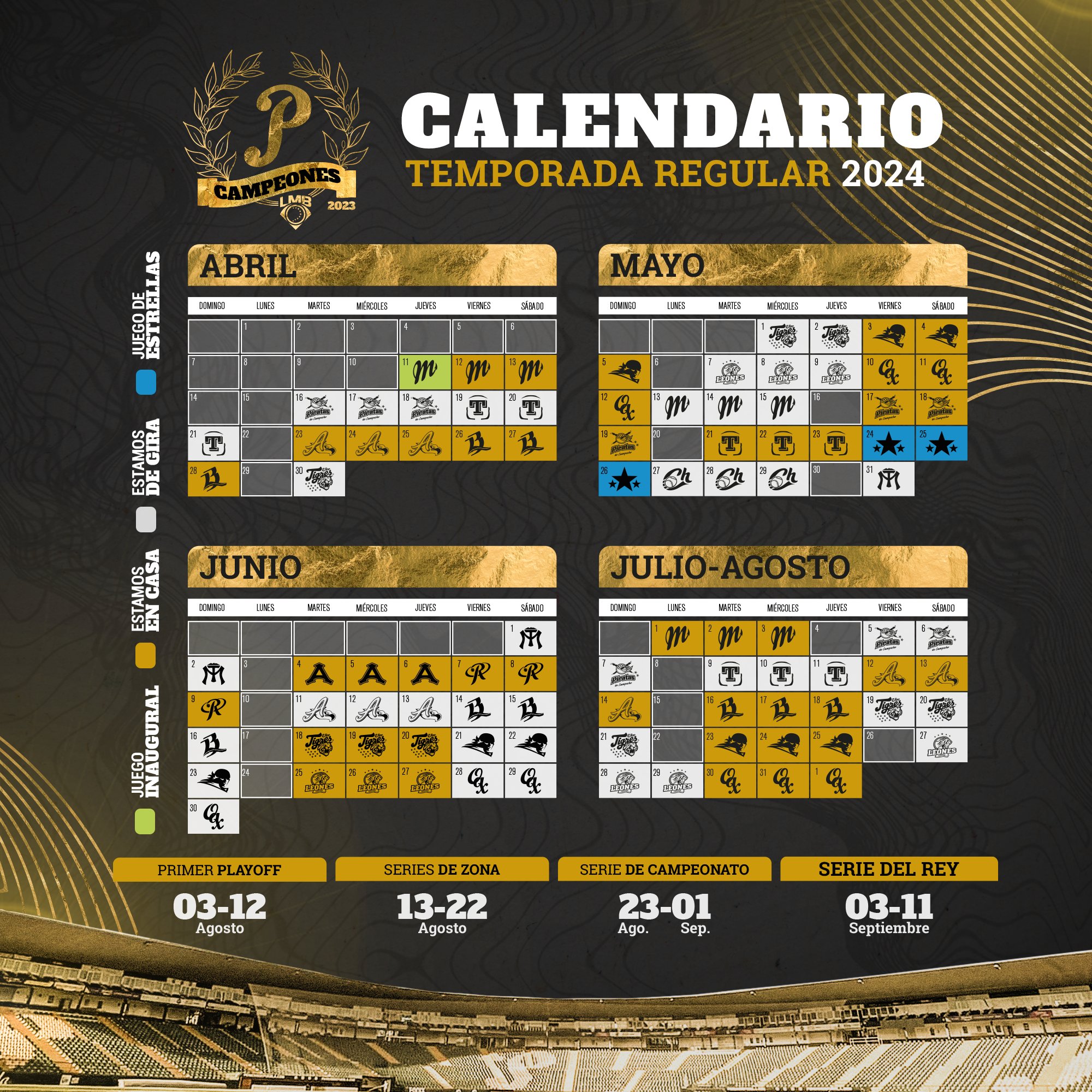 Calendario oficial de la Temporada 2024 de la LMB