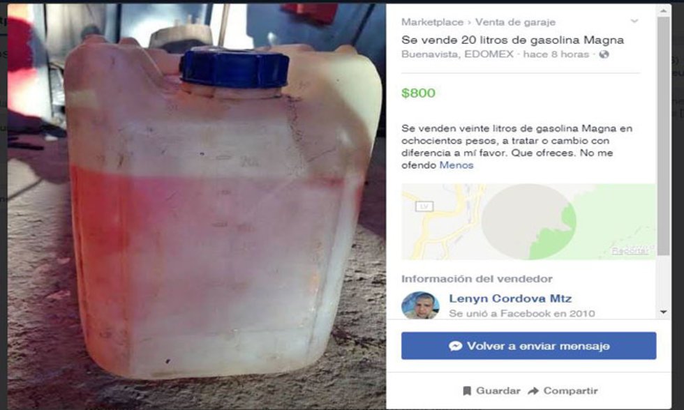 Aprovechan desabasto para vender gasolina en Facebook