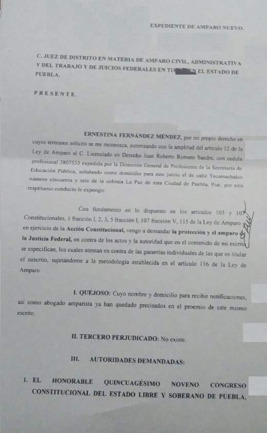 Alcaldesa de Tehuacán se ampara ante solicitud de destitución 