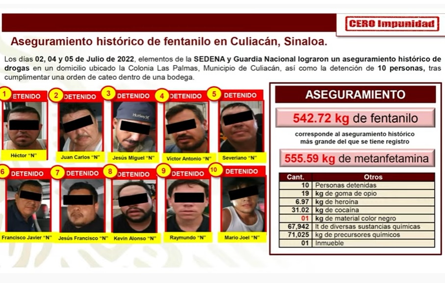 Incauta el Ejército ¡542 kilos! de fentanilo en bodega de Sinaloa