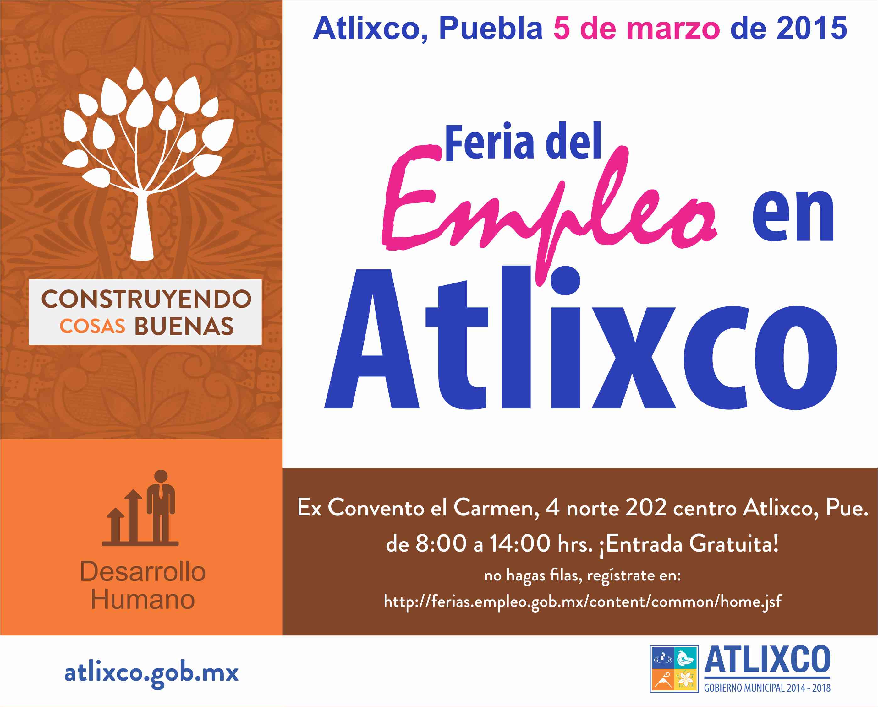 Realizarán Tercera Feria Nacional del Empleo en Atlixco 