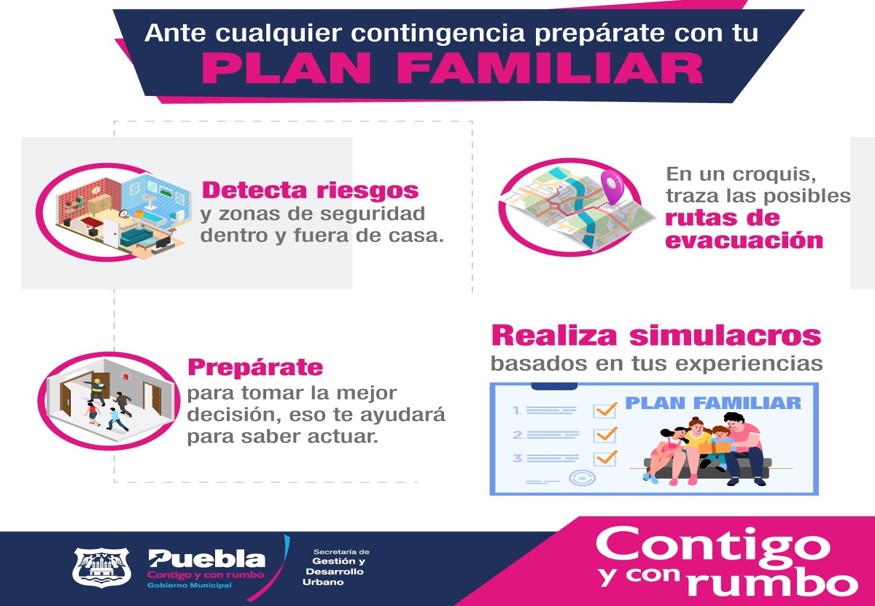 Ayuntamiento de Puebla invita a preparar un plan familiar de Protección Civil