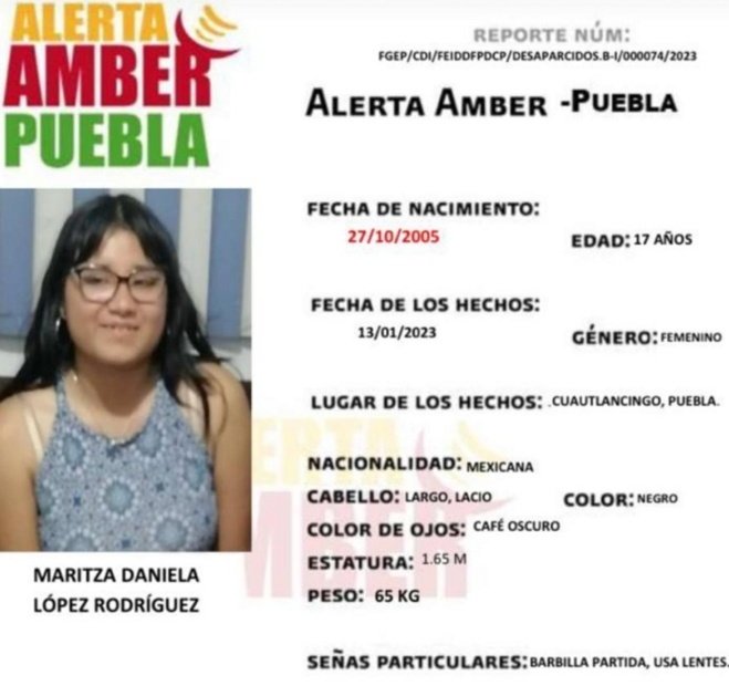 Maritza Daniela de 17 años desapareció en Cuatlancingo