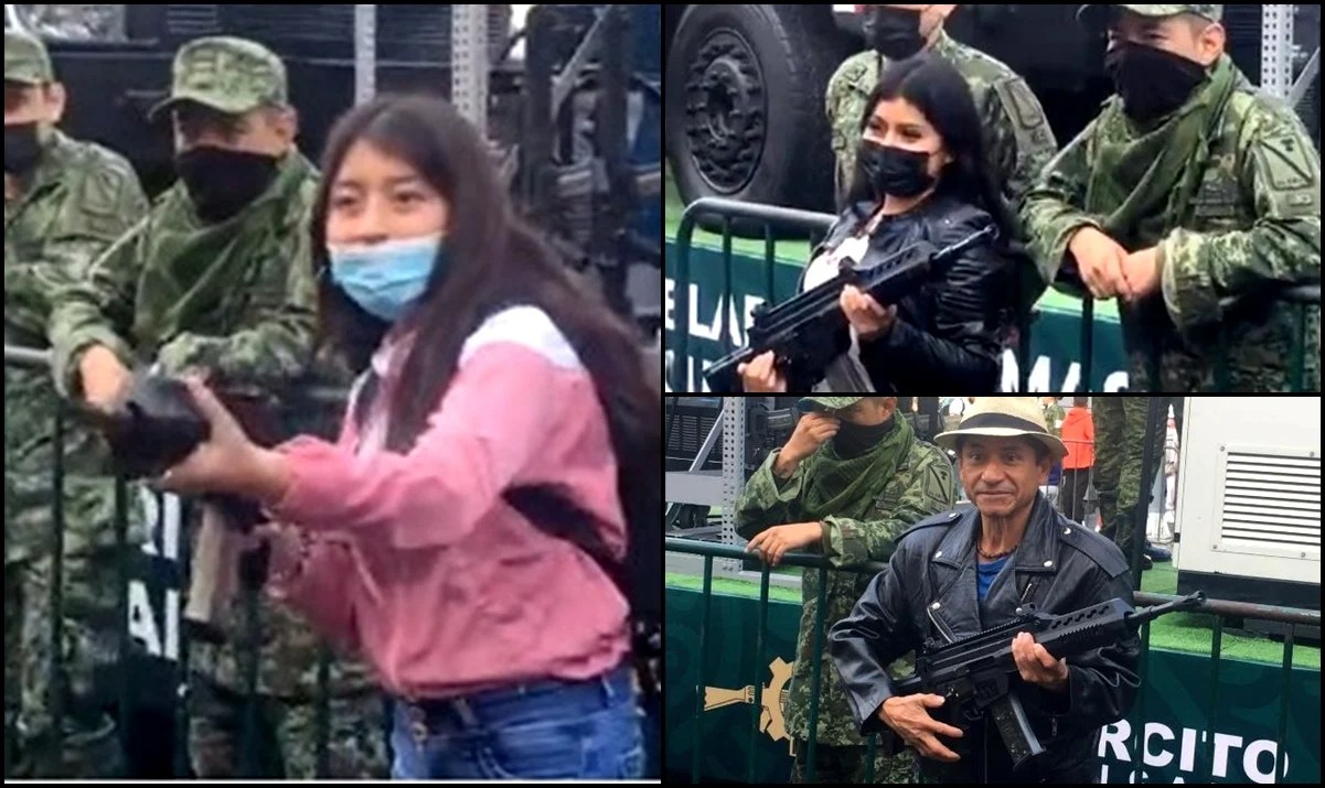 VIDEO Causa polémica, militares prestan fusil a asistentes al desfile del 16 de septiembre
