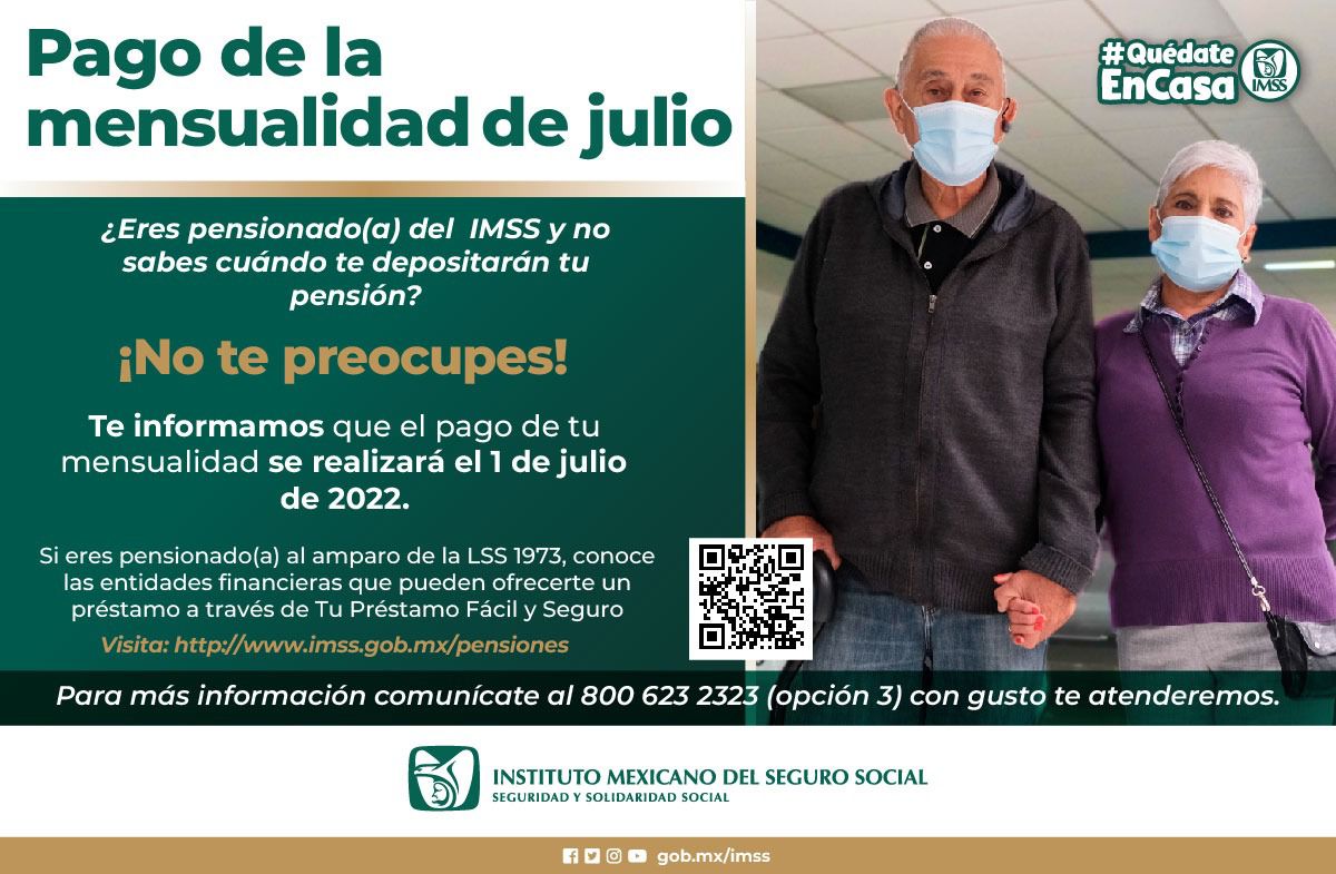 A partir del 1 de julio, pensionados del IMSS podrá disponer de su pago mensual