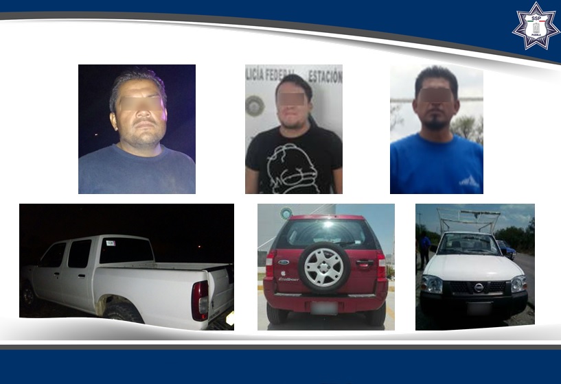 Detienen a 3 hombres que conducían vehículos robados en Puebla