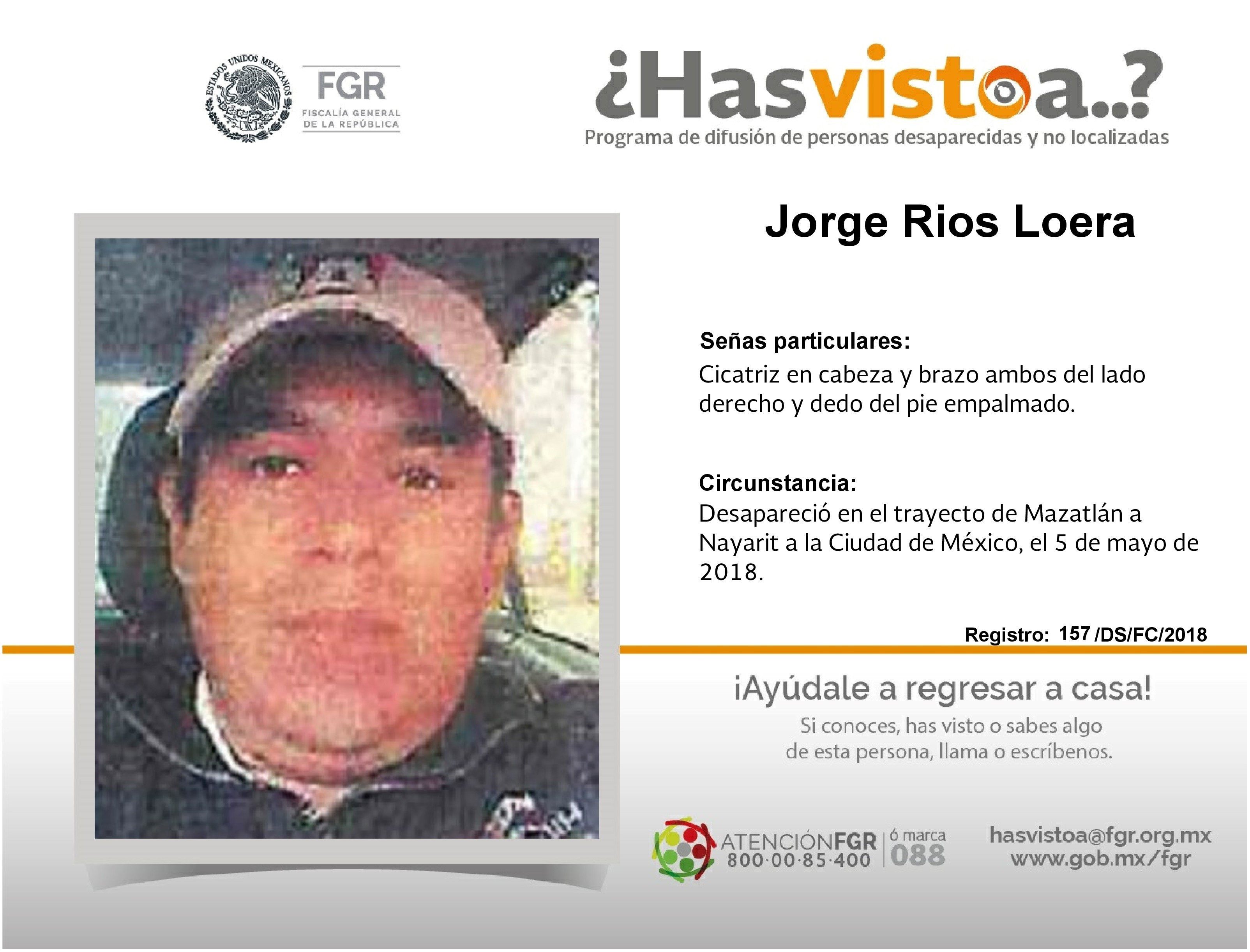 Buscan a Jorge Rios Loera 