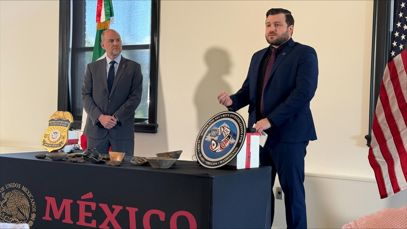 México recibe 35 piezas arqueológicas del Departamento de Seguridad Nacional de EUA