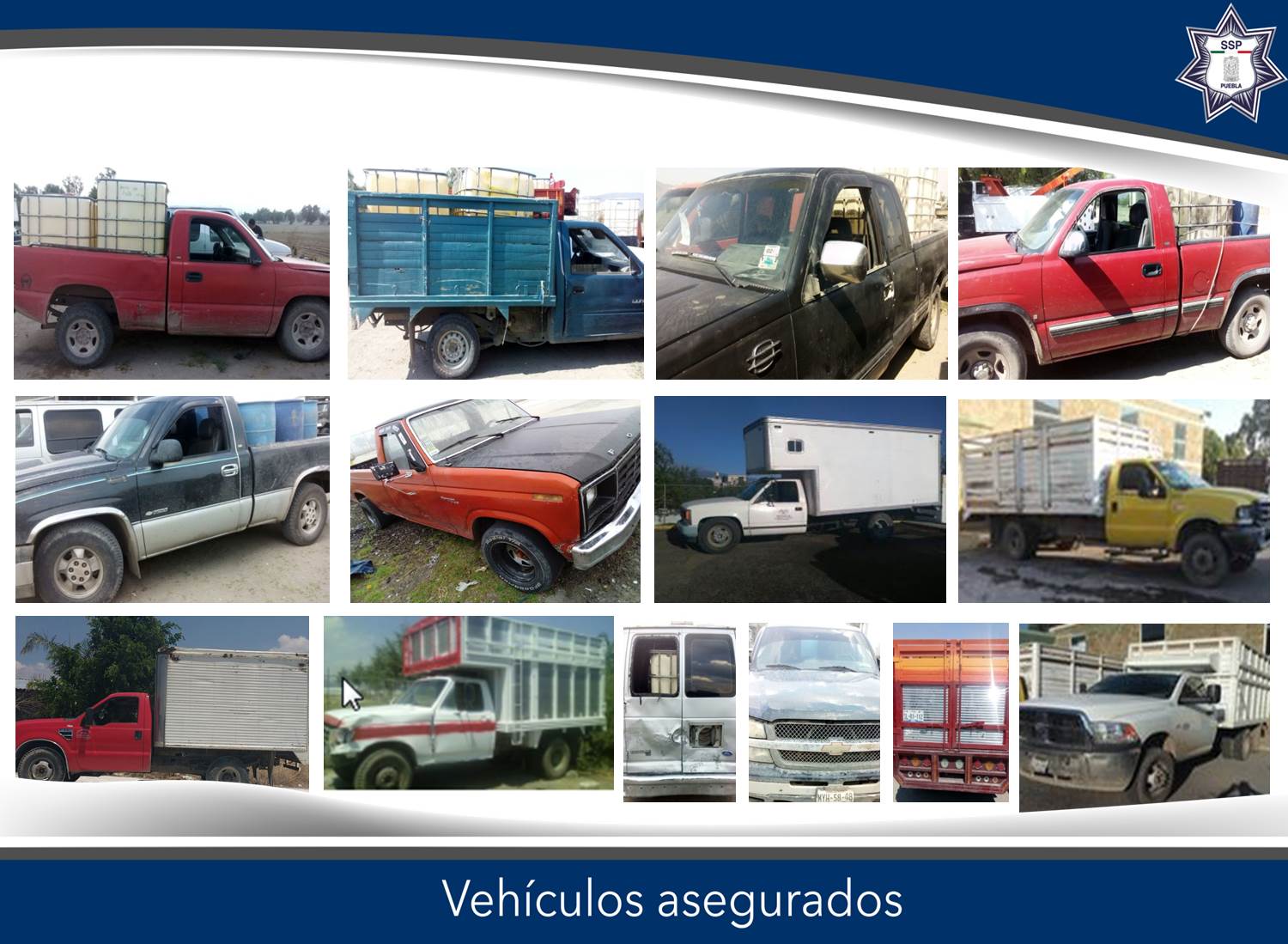 Decomisa SSP 18 vehículos usados por huachicoleros en Puebla