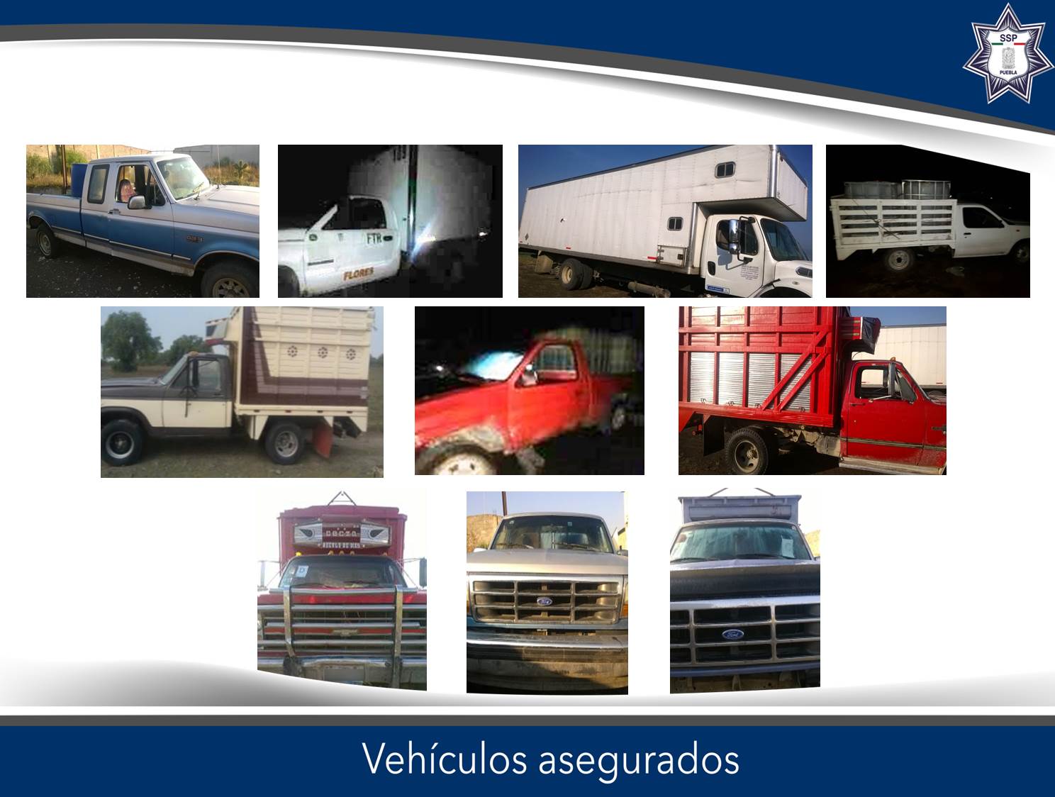 Aseguran 10 camionetas utilizadas por huachicoleros en Puebla