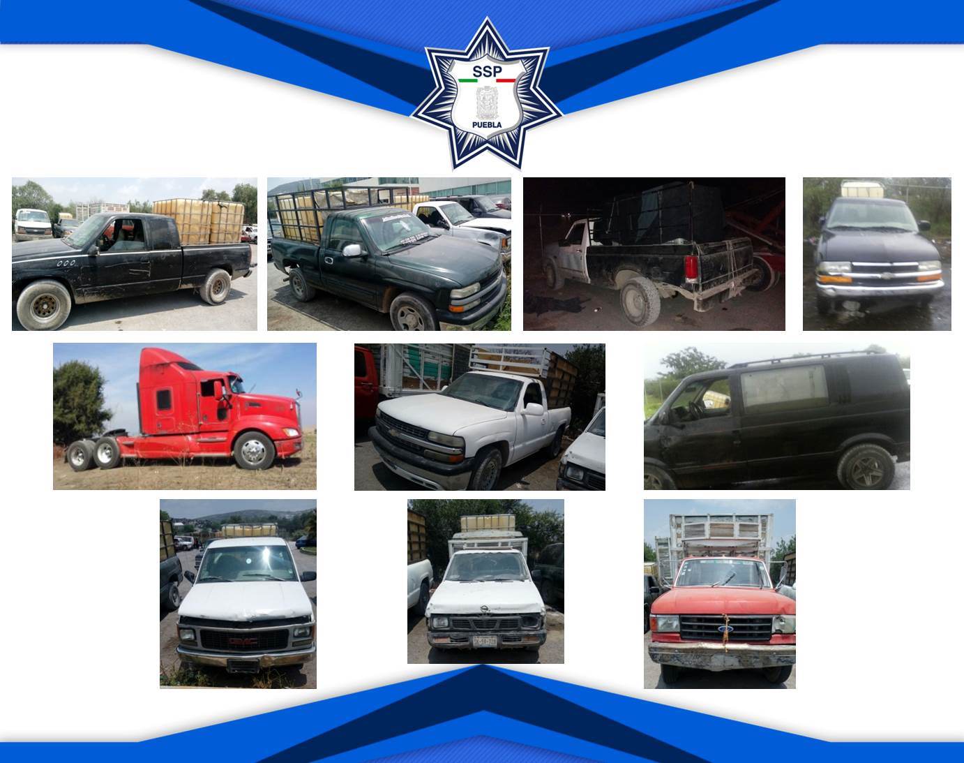 Recupera SSP 12 vehículos utilizados para robo de hidrocarburo