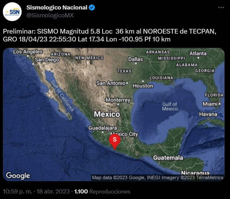 Sismo de 5.8 grados en Guerrero se percibe en Puebla
