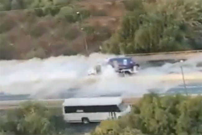VIDEO Pipa con fuga de gas LP en el Periférico causa alarma