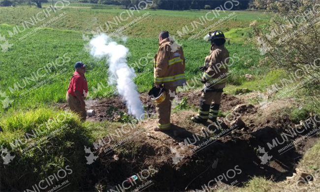 Aseguran pipa y ubican toma clandestina en Texmelucan