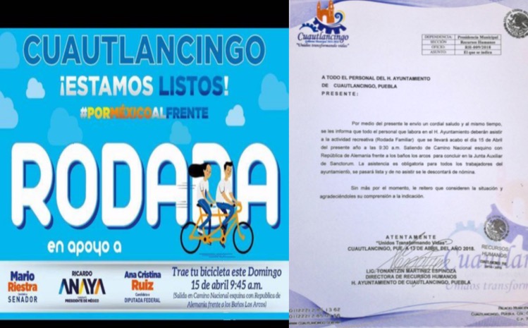Ayuntamiento de Cuautlancingo obliga a sus trabajadores a respaldar al PAN