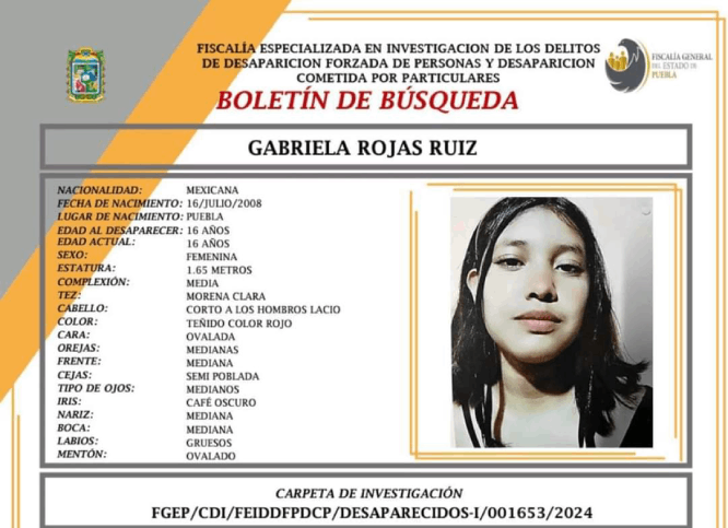 Gabriela de 16 años se extravió en la Central de Abasto de Puebla