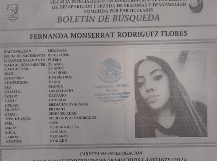 Fernanda de 28 años desapareció en Bosques de Amalucan