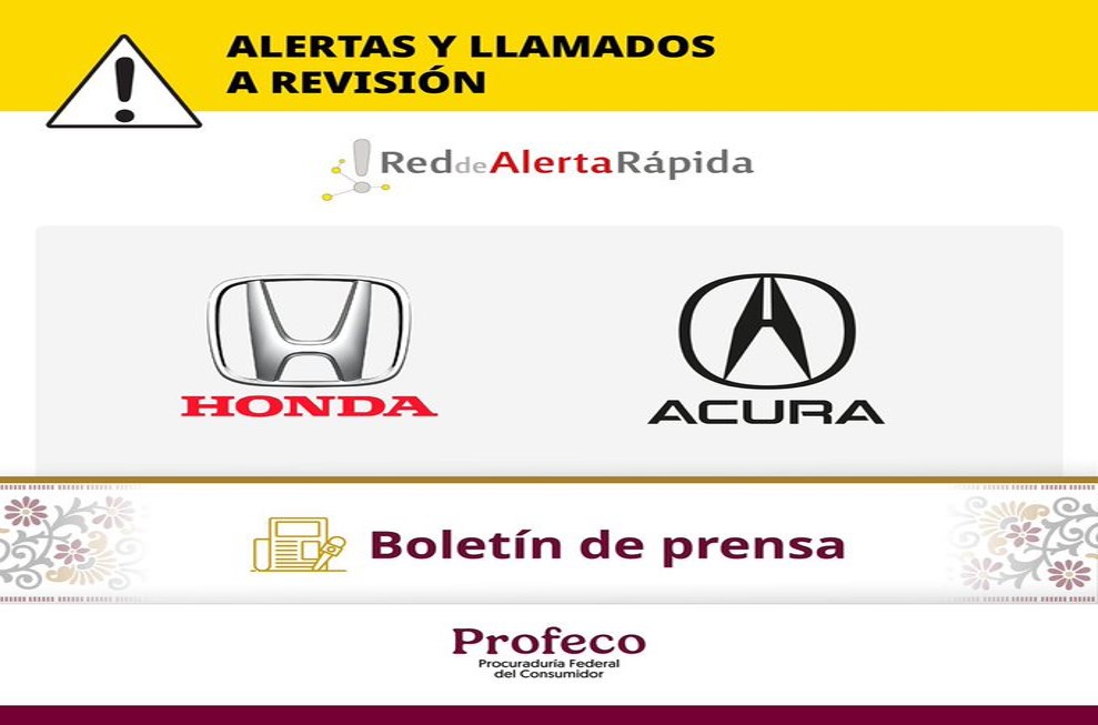 Profeco pide revisar más de 100 mil vehículos de Honda y Acura