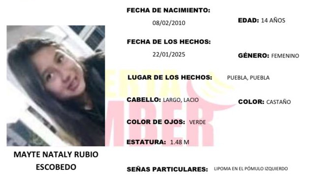 Activan Alerta Amber en Puebla para localizar a Mayte de 14 años