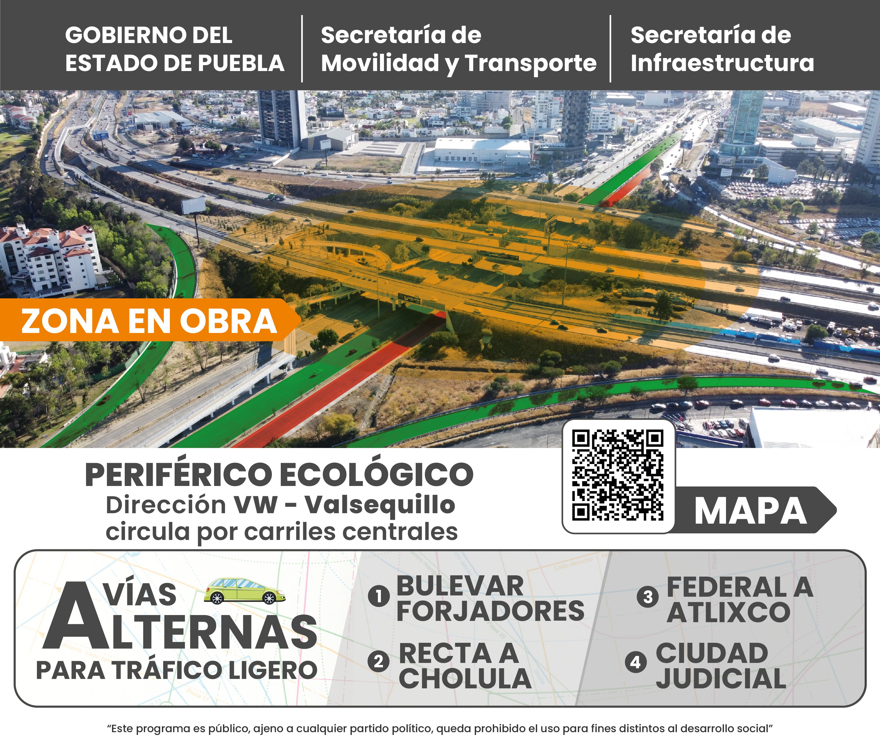 Por obras piden usar vías alternas al Periférico