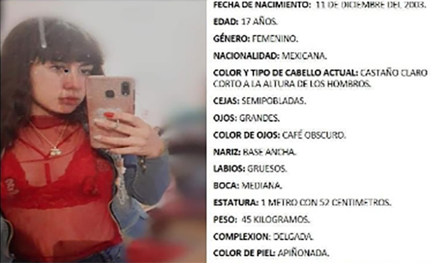 Gissel de 17 años desaparece en límites entre Tlaxcala y Texmelucan