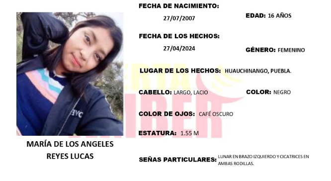 María de 16 años desapareció en calles de Huachinango: activan Aleta Amber
