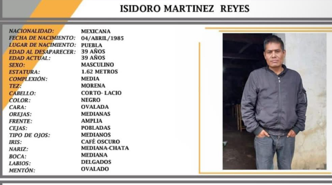 Isidoro de 39 años desapareció en la Colonia Los Cerritos en Puebla