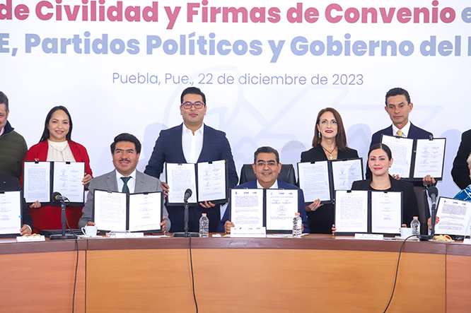 Firman Céspedes, partidos y autoridades electorales pacto de civilidad 2024