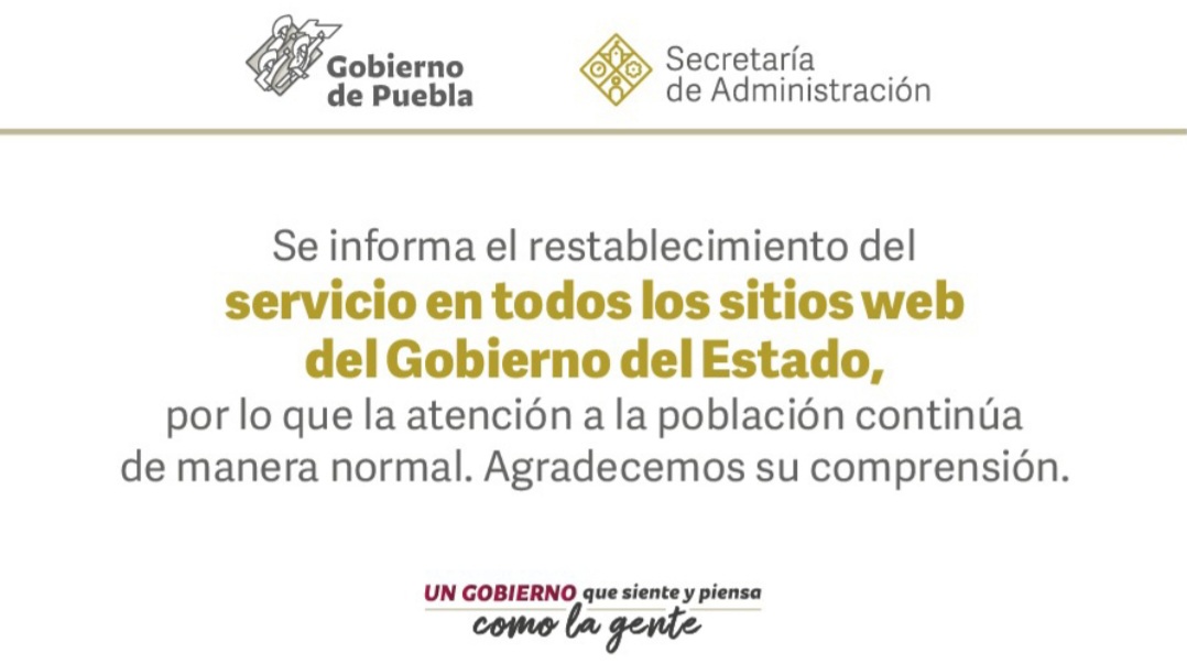 Restablece gobierno del estado funcionamiento de sus sitios web 