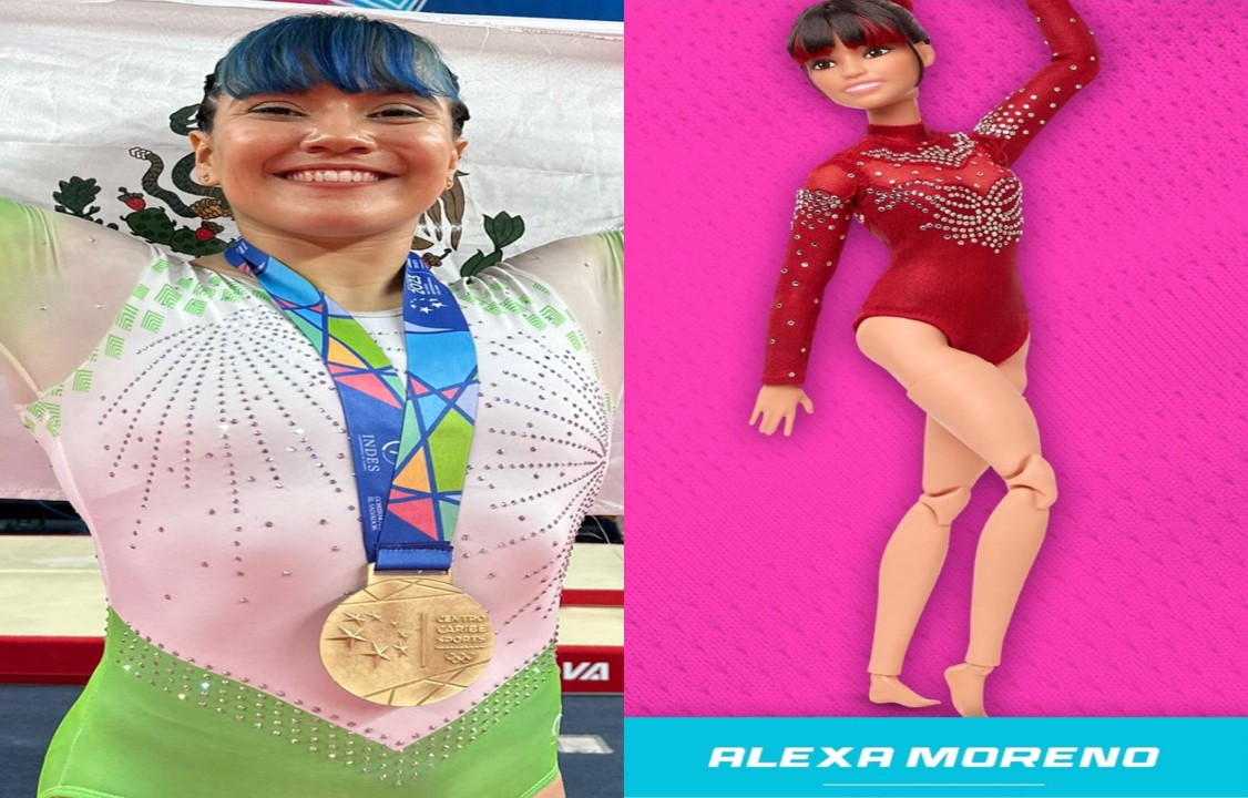 La gimnasta mexicana Alexa Moreno tiene su muñeca de Barbie