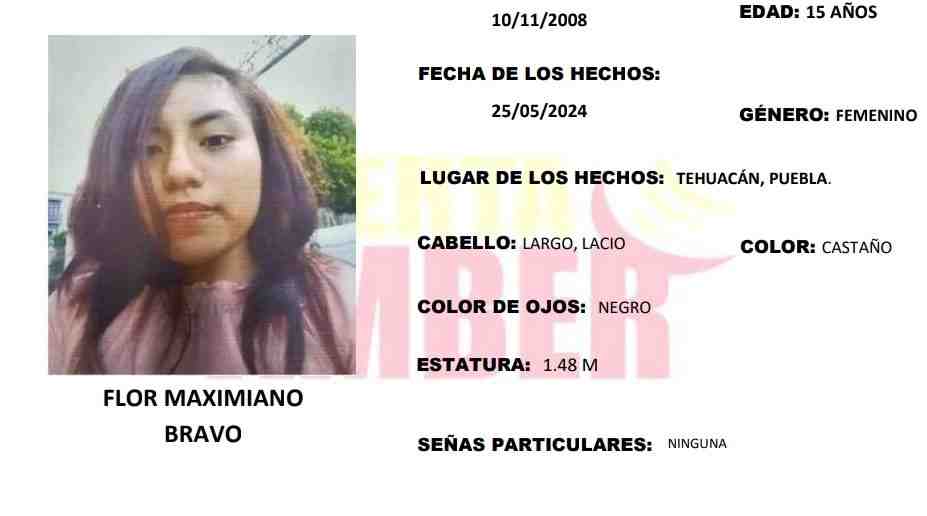 Flor de 15 años desapareció en Tehuacán; activan Alerta Amber