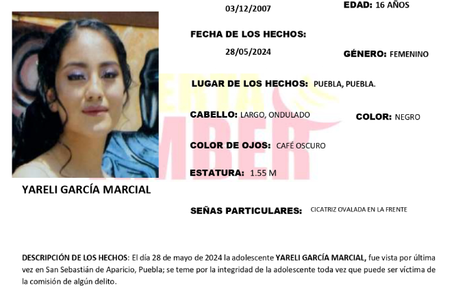 Yareli de 16 se extravió en San Sebastián de Aparicio