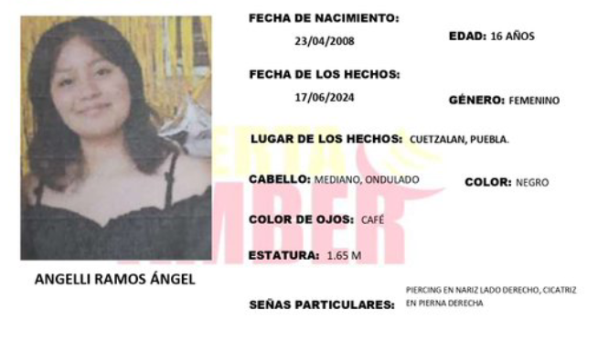 Activan Alerta Amber por desaparición de Angelli en Cuetzalan
