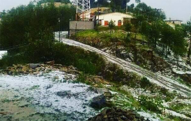 Graniza en la zona árida de la Sierra Negra 