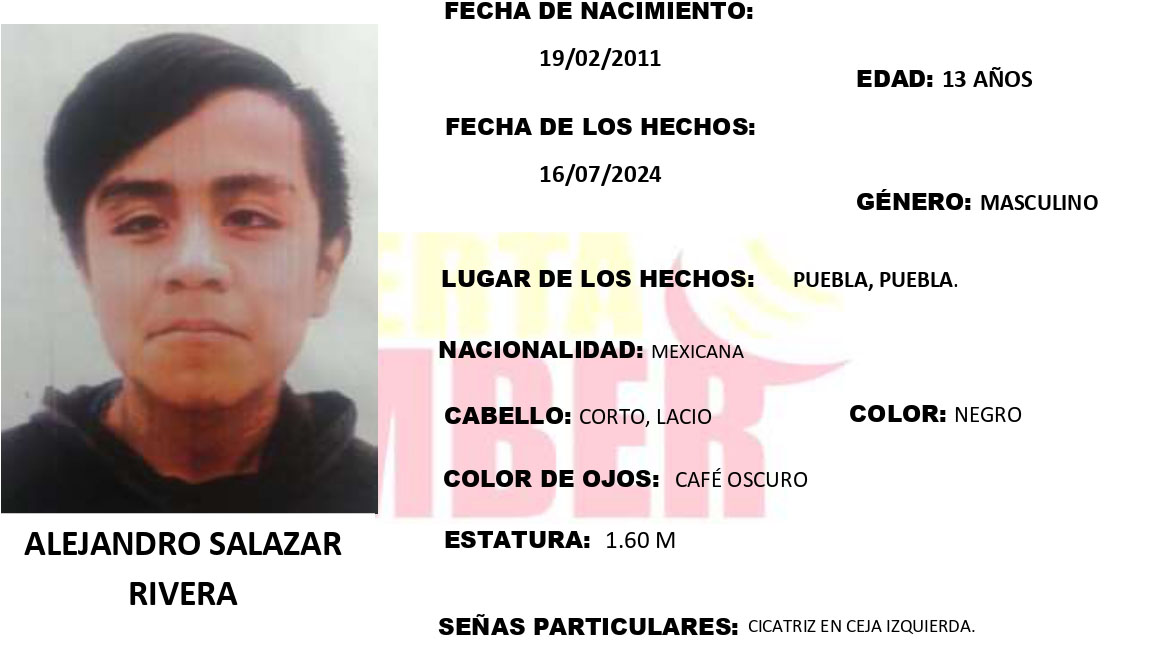 Alejandro de 13 años desapareció en la colonia Aquiles Serdán