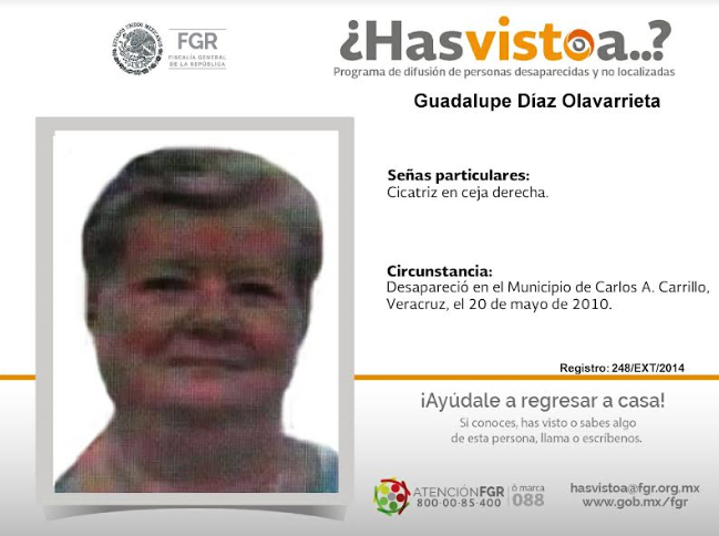 Se busca a Guadalupe Díaz  en Veracruz