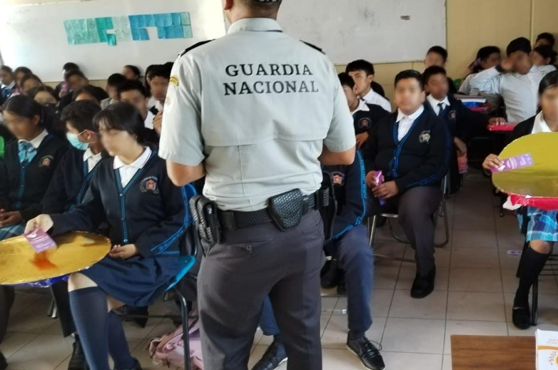 En secundaria de Puebla, Guardia Nacional realiza jornada de prevención