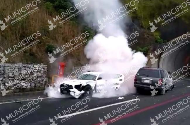 Patrulla de la Guardia Nacional protagoniza carambola en la México-Tuxpan