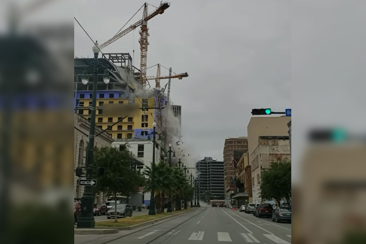 VIDEO Se cae fachada del hotel Hard Rock en Nueva Orleans