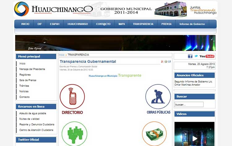 Reprueba Ayuntamiento de Huauchinango en Transparencia