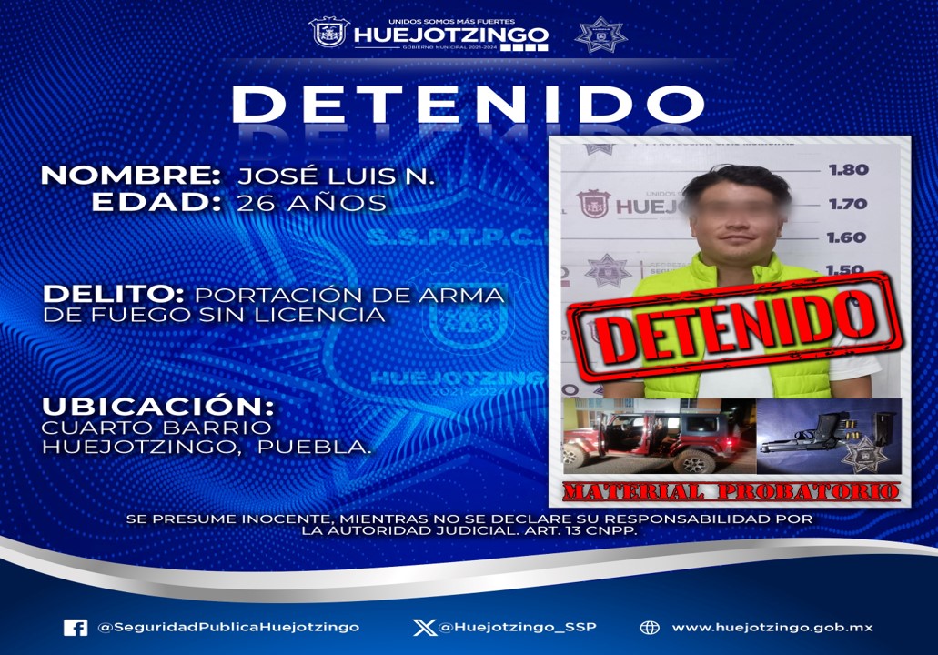 Policías de Huejotzingo detienen a cuatro sujetos