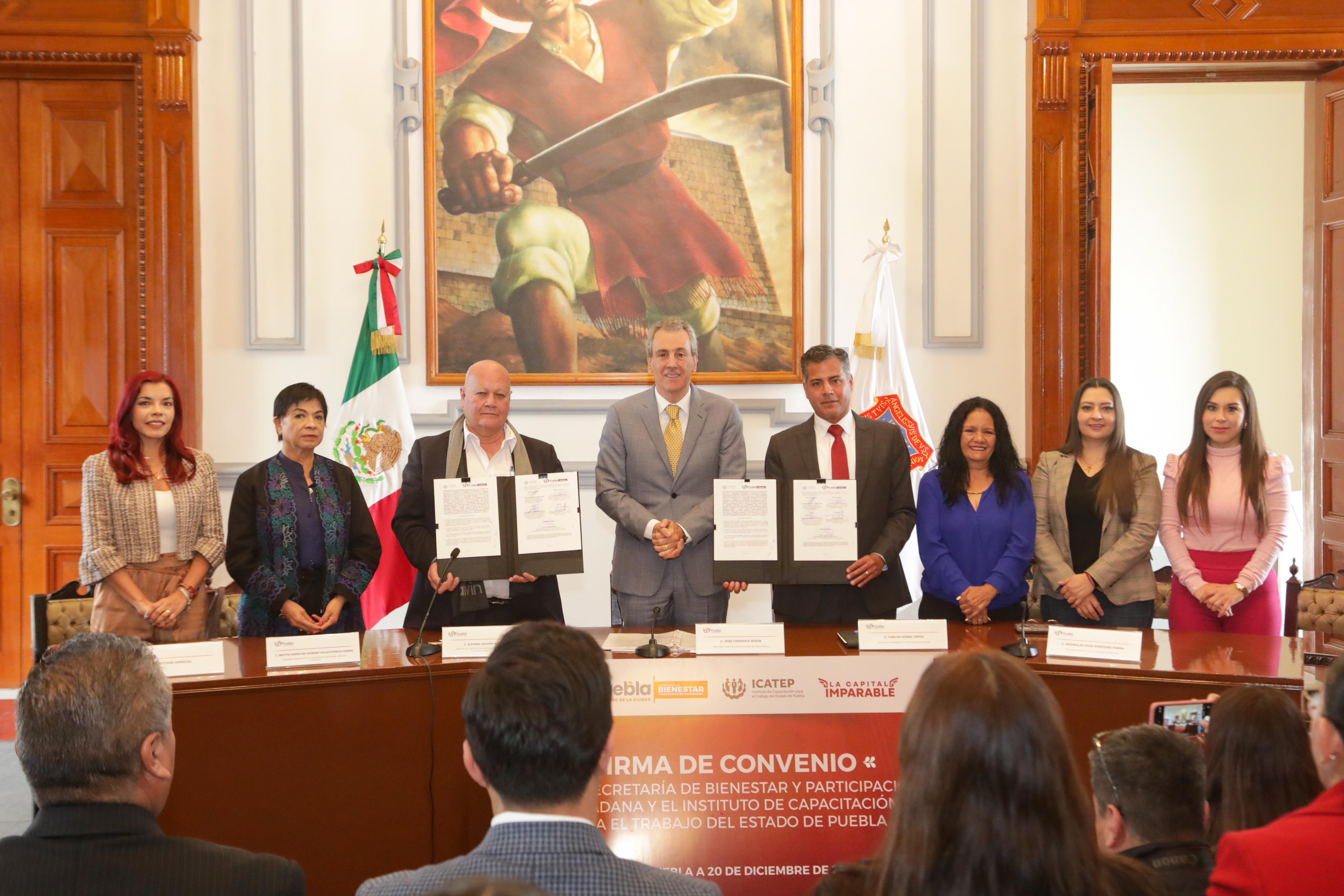 Puebla e ICATEP firman convenio para capacitar a comunidades poblanas