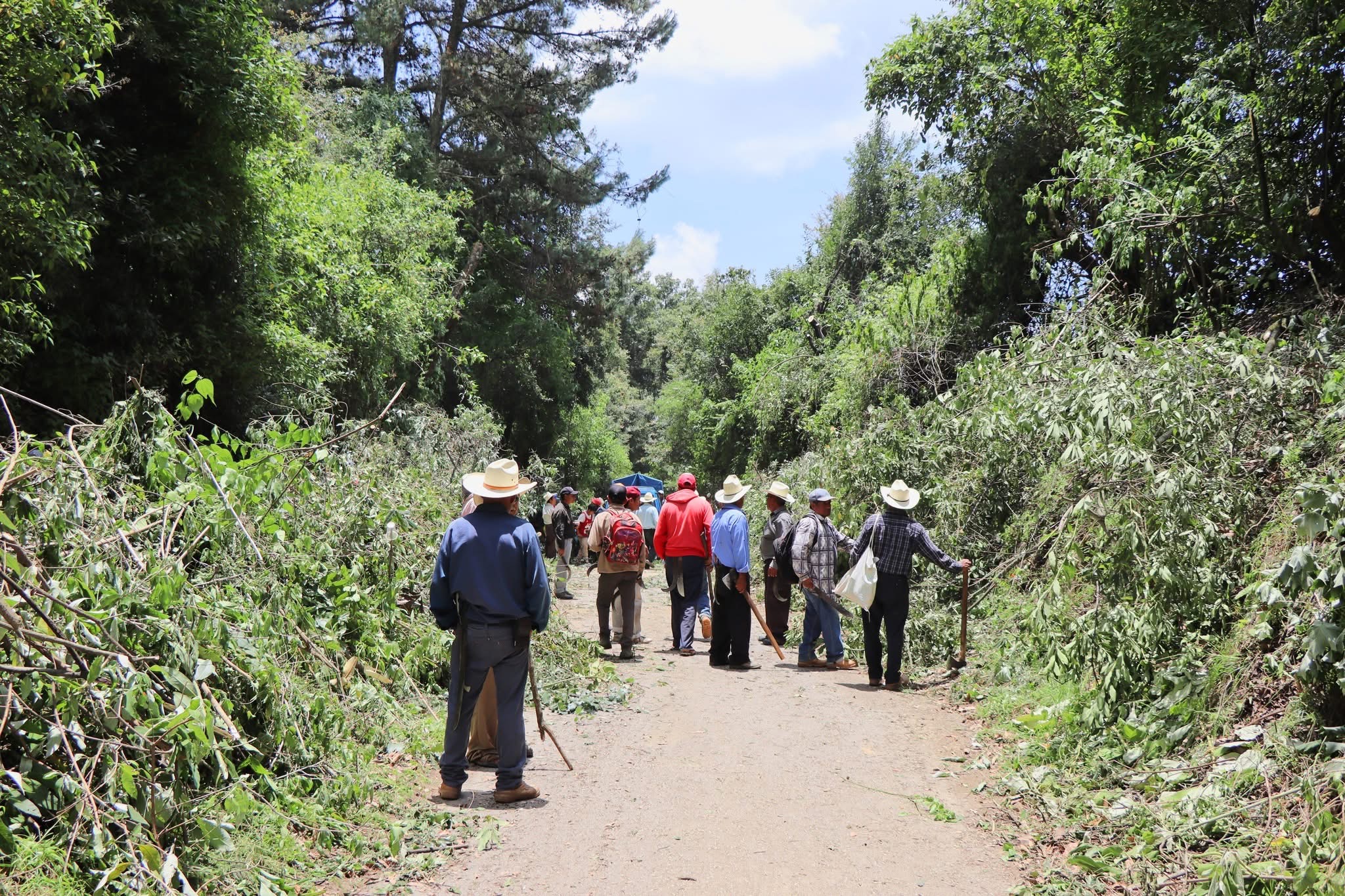 En Tochimilco lugareños limpian ruta de evacuación cercana al Popocatépetl