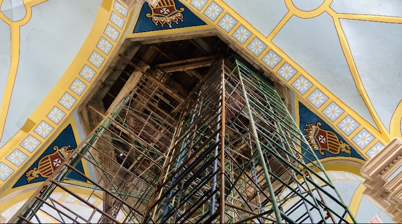 Comenzó el rescate de la cúpula mayor de la iglesia de La Merced en Atlixco