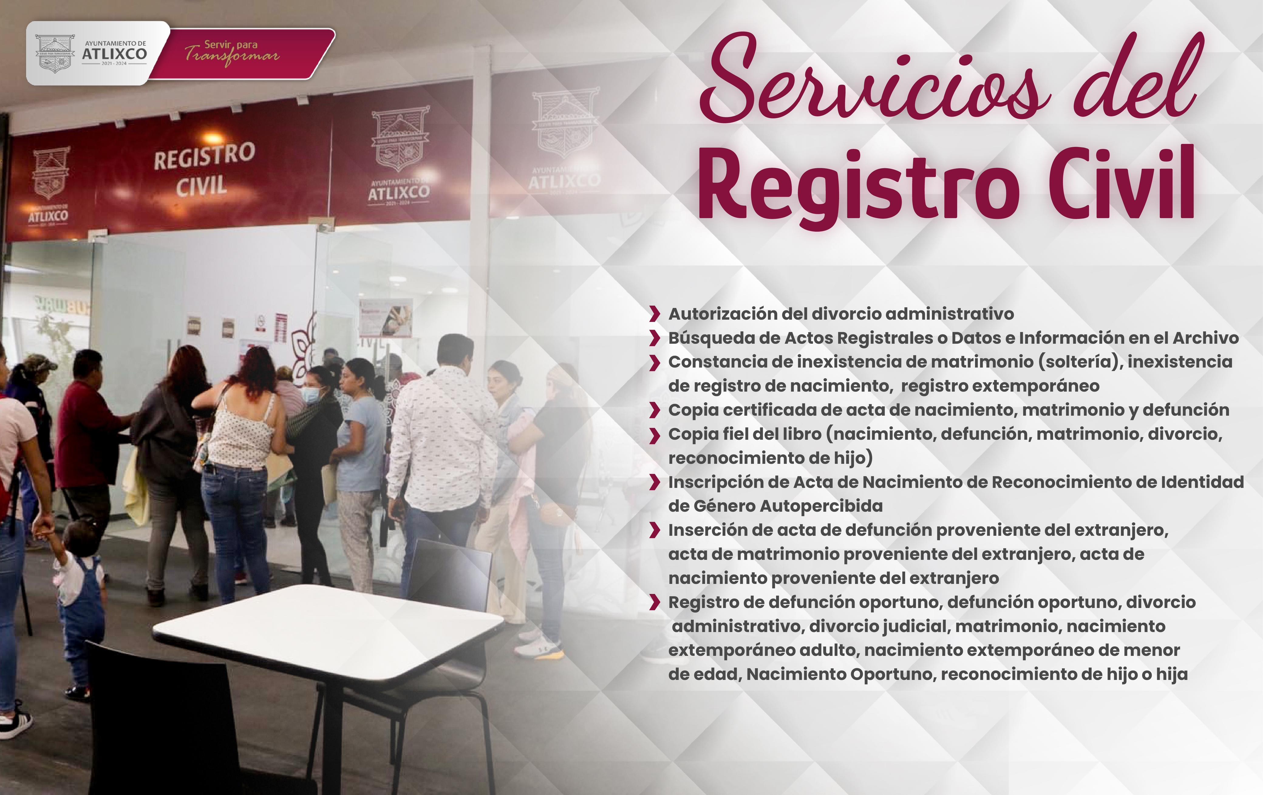 Conoce los servicios que ofrece el Registro Civil para atlixquenses