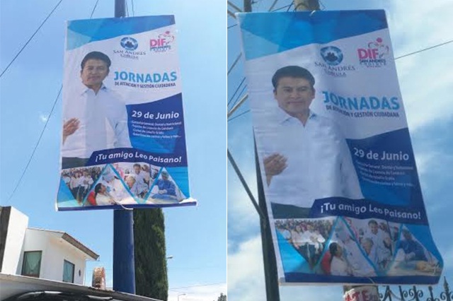 Utiliza alcalde de San Andrés Cholula recursos públicos para promover su imagen